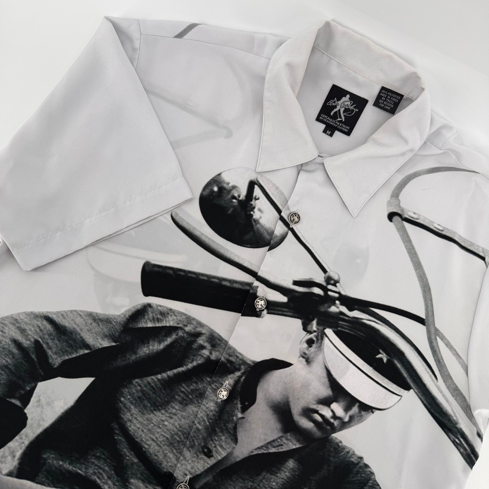 Vintage Dragonfly Clothing Elvis Presley Shirt Mens M Gray Motorcycle Button Up‎